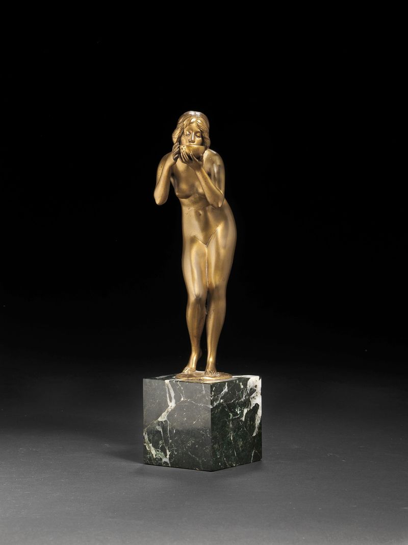 nude drinking from a bowl